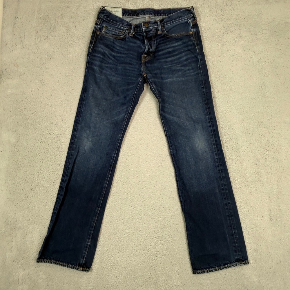 Abercrombie & Fitch The Boot Bootcut Mens Dark Wash Button Fly Jeans 31x31.5